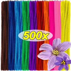 500/10Pcs Chenille Stems Craft Arts Creative DIY Projects Decorations Handmade Plush Tinsel Twist Sticks Christmas Decorations