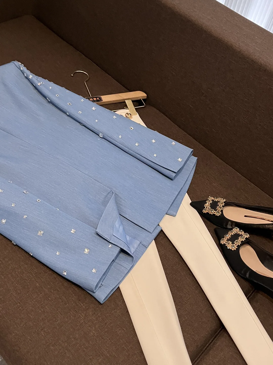 Abito invernale Faionable casual blu slim fit 2025 V-Ne Long Sve Plant motivo floreale chiusura a doppio bottone Z28