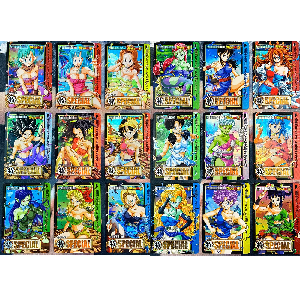 18pcs/set Dragon Ball Z Battle Damage Bulma Android 18 Super Saiyan Sexy Girls Hobby Collectibles Game Anime Collection Cards