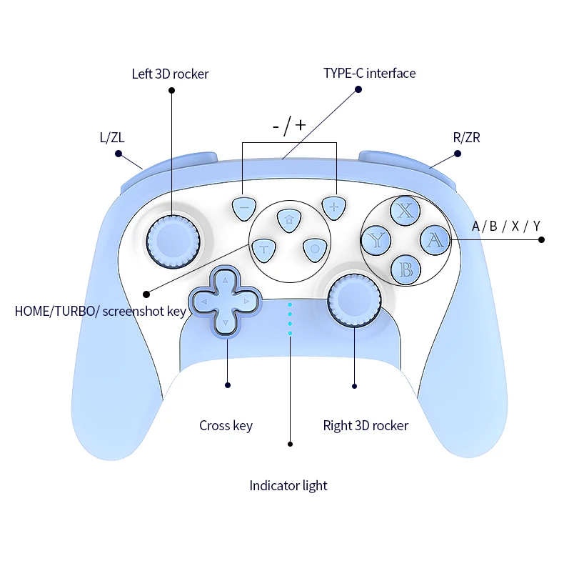 YLW Model NS010 Game Pad Joystick Game Controller Wireless Double Motor Switch Controller for Nintend Switch Pro Controller
