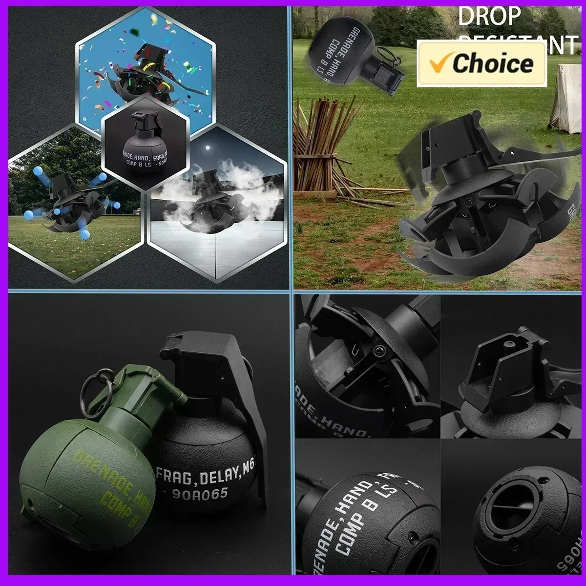 AM67 Handgranate Explosion Granate Moke Toy 1/3PC, Nylon Granate Modell, für Airsoft Paintball Hooting.J