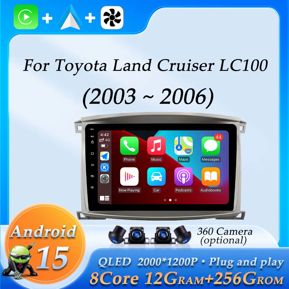 

Car Radio Video Multimedia Audio Player for Toyota Land Cruiser LC100 2003-2006 Wireless CarPlay DSP Stereo GPS Navigation BT 4G