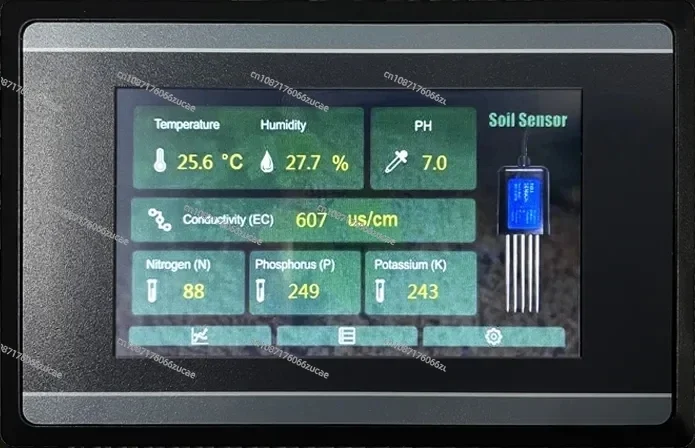 Measuring and Logging RS485 Soil Moisture Temperature Humidity EC PH NPK Sensor with HMI Touch Screen