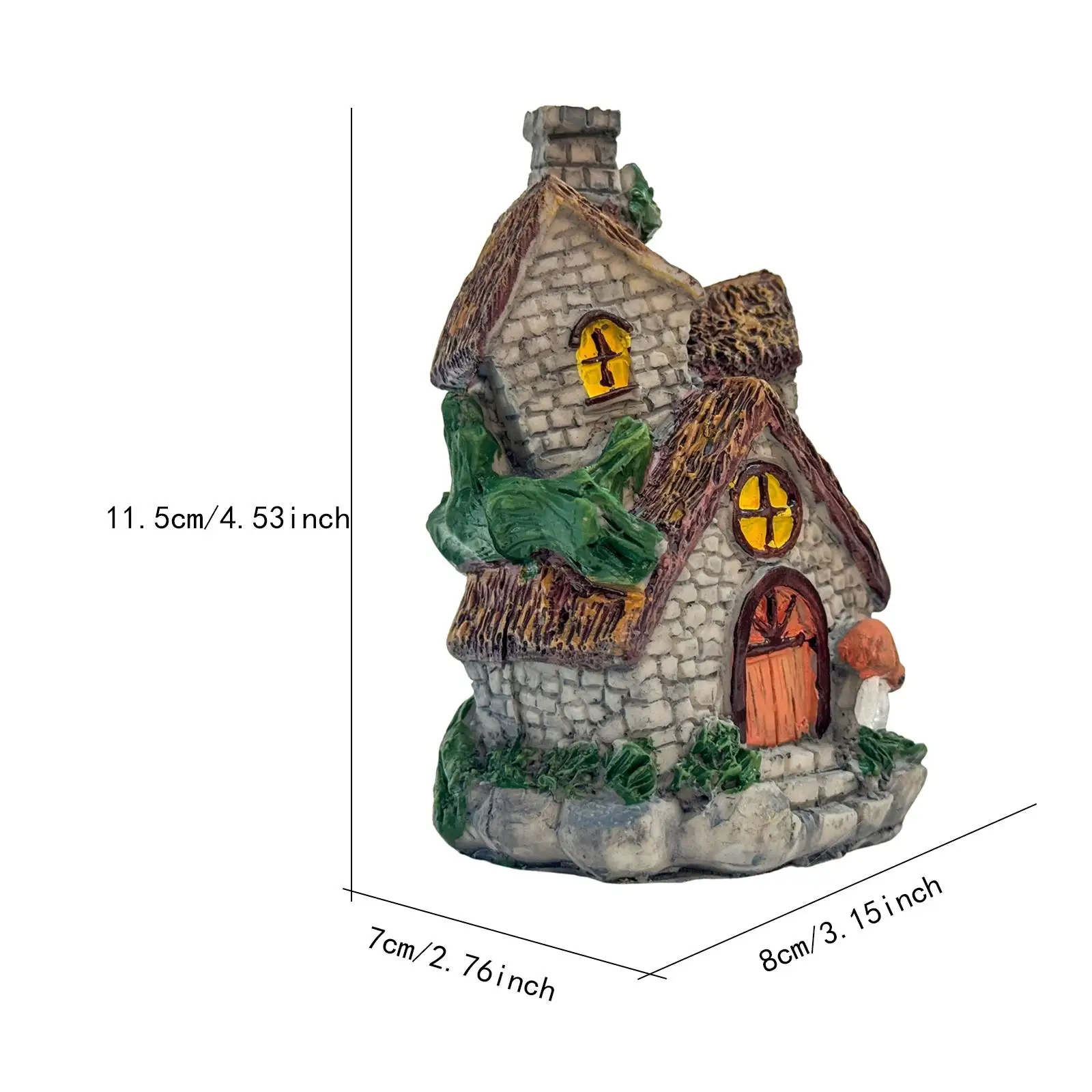 Christmas House Illuminated Town Scene Resin Figurine Collection Mini Tabletop Model for Festival Office Bedroom Party Wedding