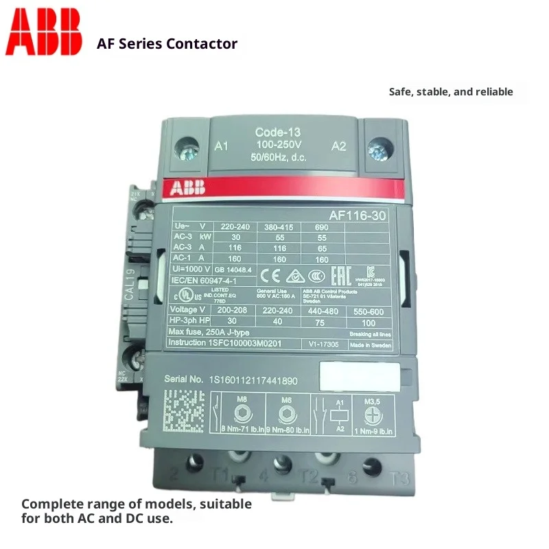 

ABB AC Contactor AF Series DC Coil Three-stage DC Contactor, Universal AC and DC Contactor, AF09 AF12 AF400