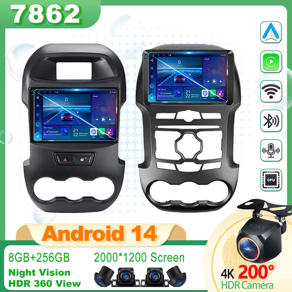 

Car For Ford Ranger 3 2011 - 2015 Car Radio Android 14 Carplay Multimedia Player High-performance Stereo Head Unit CPU 5G DVD