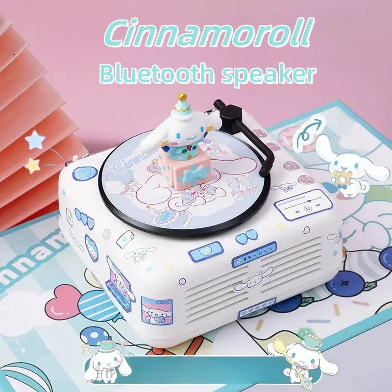 Sanrio Hello Kitty My Melody Cinnamoroll Kuromi Altavoz Bluetooth, personaje de Anime Kawaii, accesorio, reproductor de registro, regalo para niña