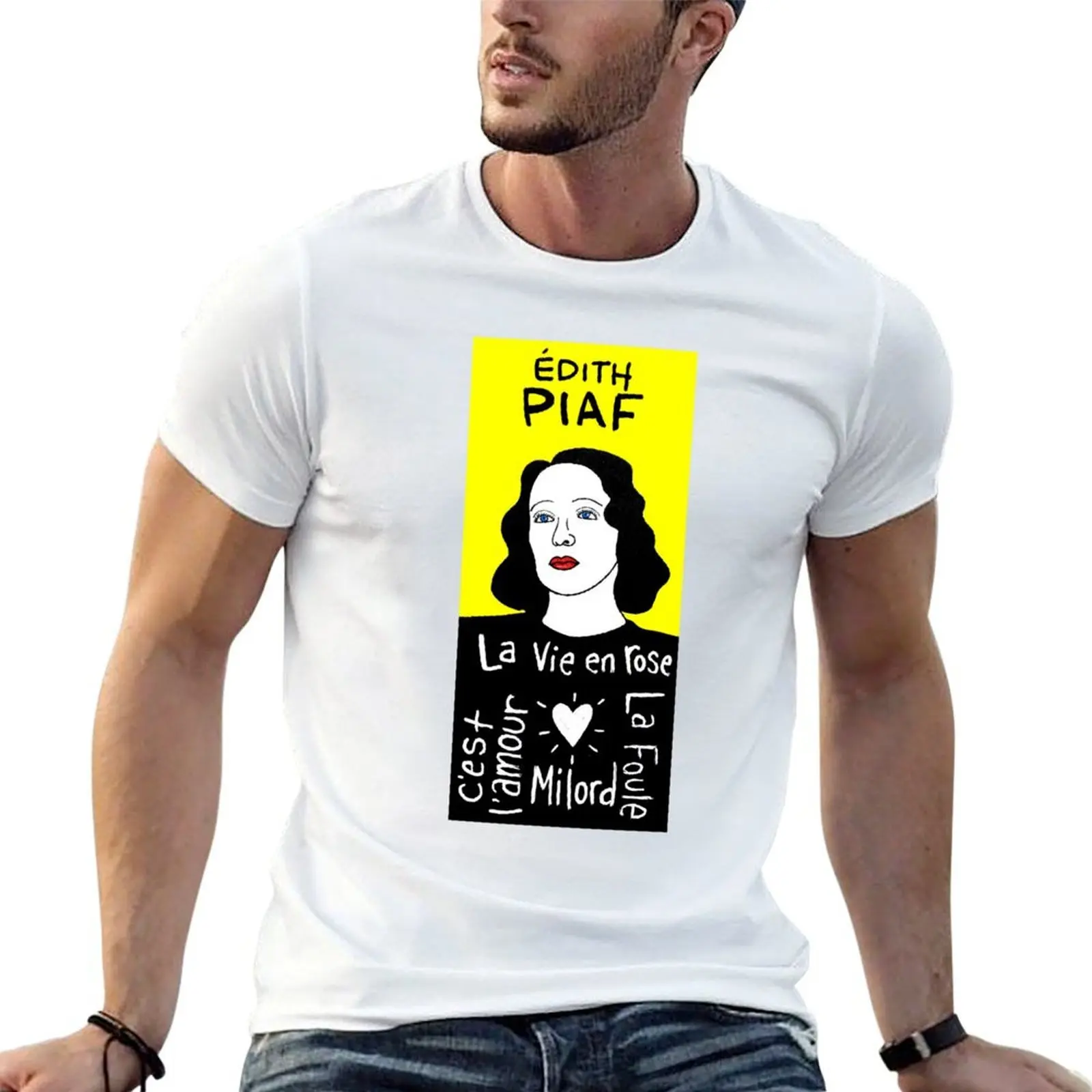 

Edith Piaf Pop Folk Art T-Shirt t shirt man casual t shirt for man 100 percent cotton cotton tshirt 100% T-shirt