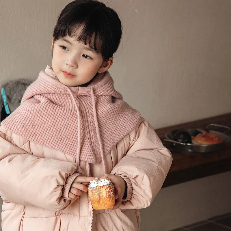 Girls' knitted hats, down jackets, bread jackets, autumn and winter new items, baby stand up collar jackets, Korean version