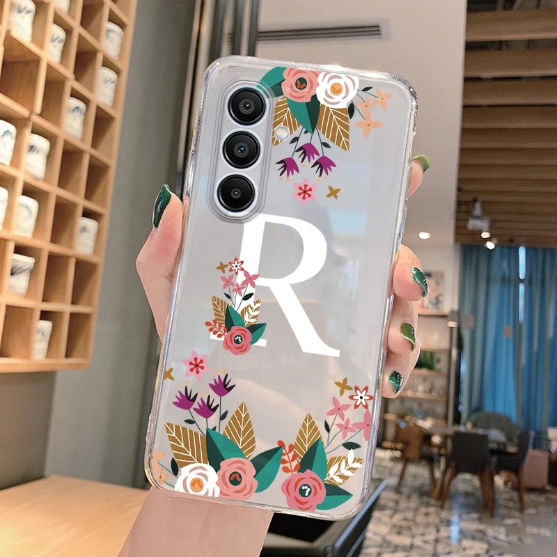 For Samsung Galaxy A15 4G A15 5G Phone Case Art Flower Letter Fashion A B C For Samsung Galaxy A15 Shockproof Transparent Shells