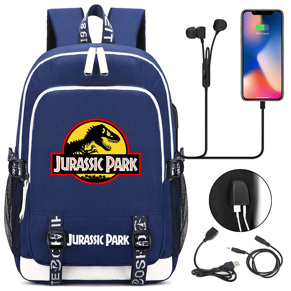 HOT sale Jurassic Park World backpack multifunction USB charging Travel bag for teenagers Boys Girls Student School Bags