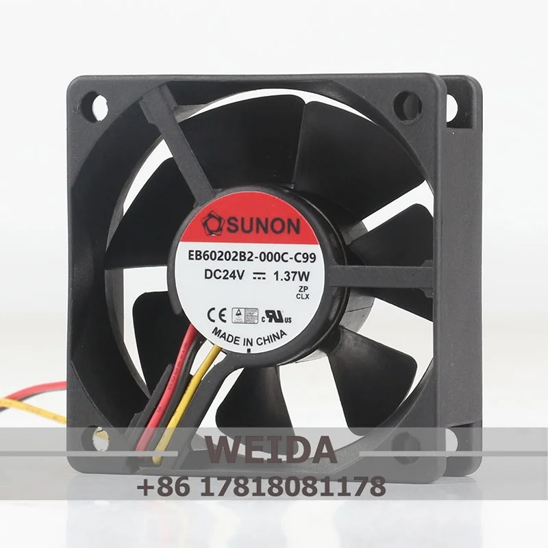 New original SUNON EB60202B2-000C-C99 5V 12V 48V DC 24V 1.37W 6020 60X60X20MM 6CM inverter fan