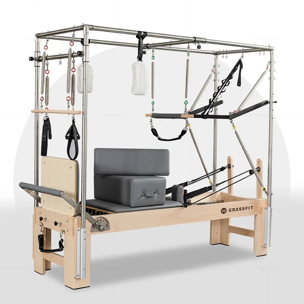 Deren Pilates EquipmentNew Design Custom Multi-functional Pilates Equipment Maple Wood Pilates Reformers With Full Trapeze Cadil