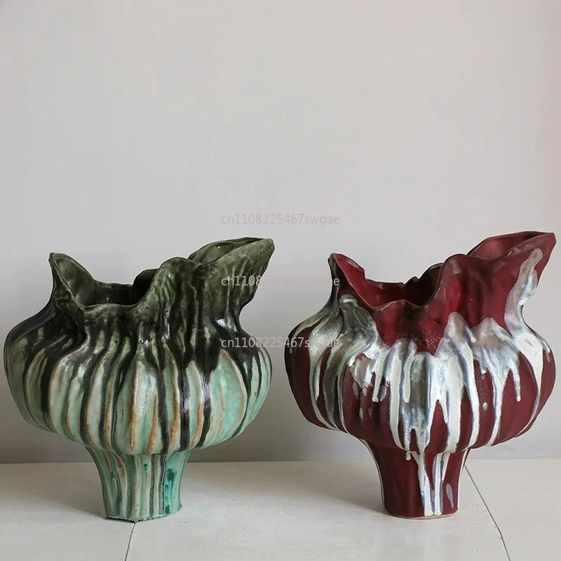 Vases Room Aesthetic Decor Wabi Sabi Style Painted Flowers Arrangement Floral  Porcelain Vase Plant Pots Table Decoration