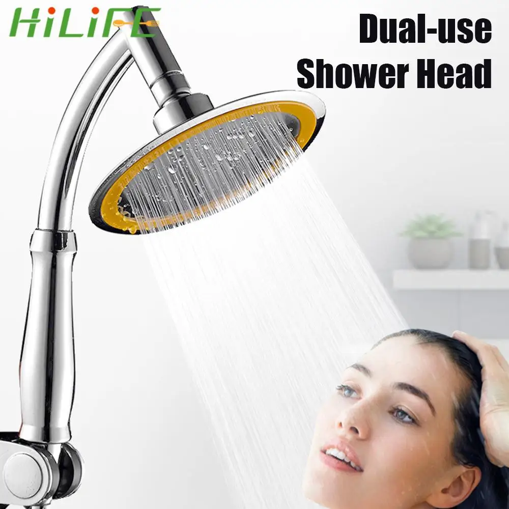 360 Degree High Pressure Dual Use Hand Held/Top Shower Head High Pressure Adjustable 6 Inch Large Round Big Rainfall Sprayer