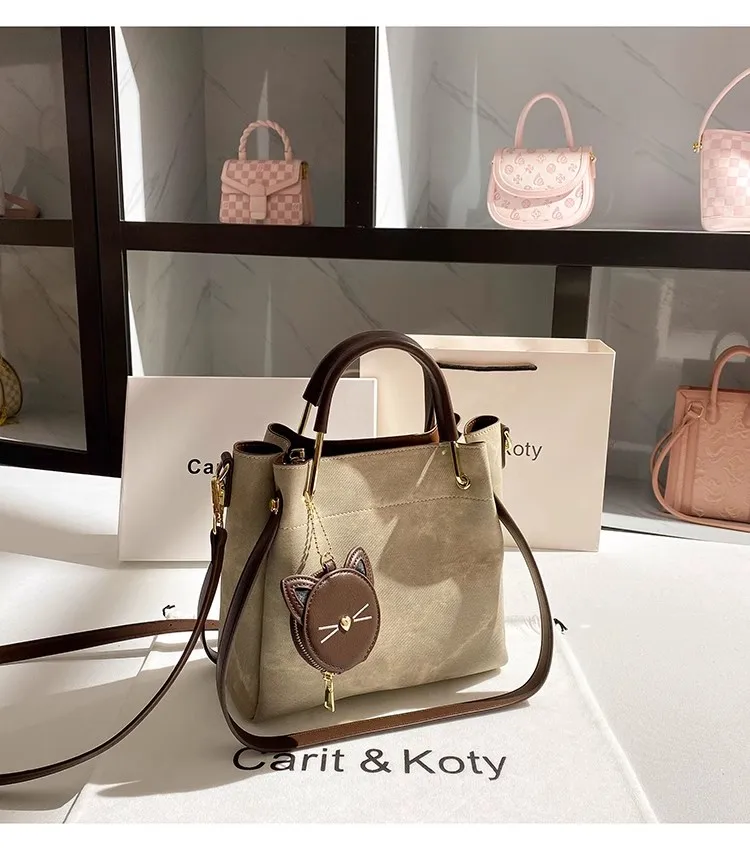 Large Capacity Textured Bucket Bag Fashion Casual Bag High Quality Women\'s Handbag Lady Purse Shoulder Messenger Bag