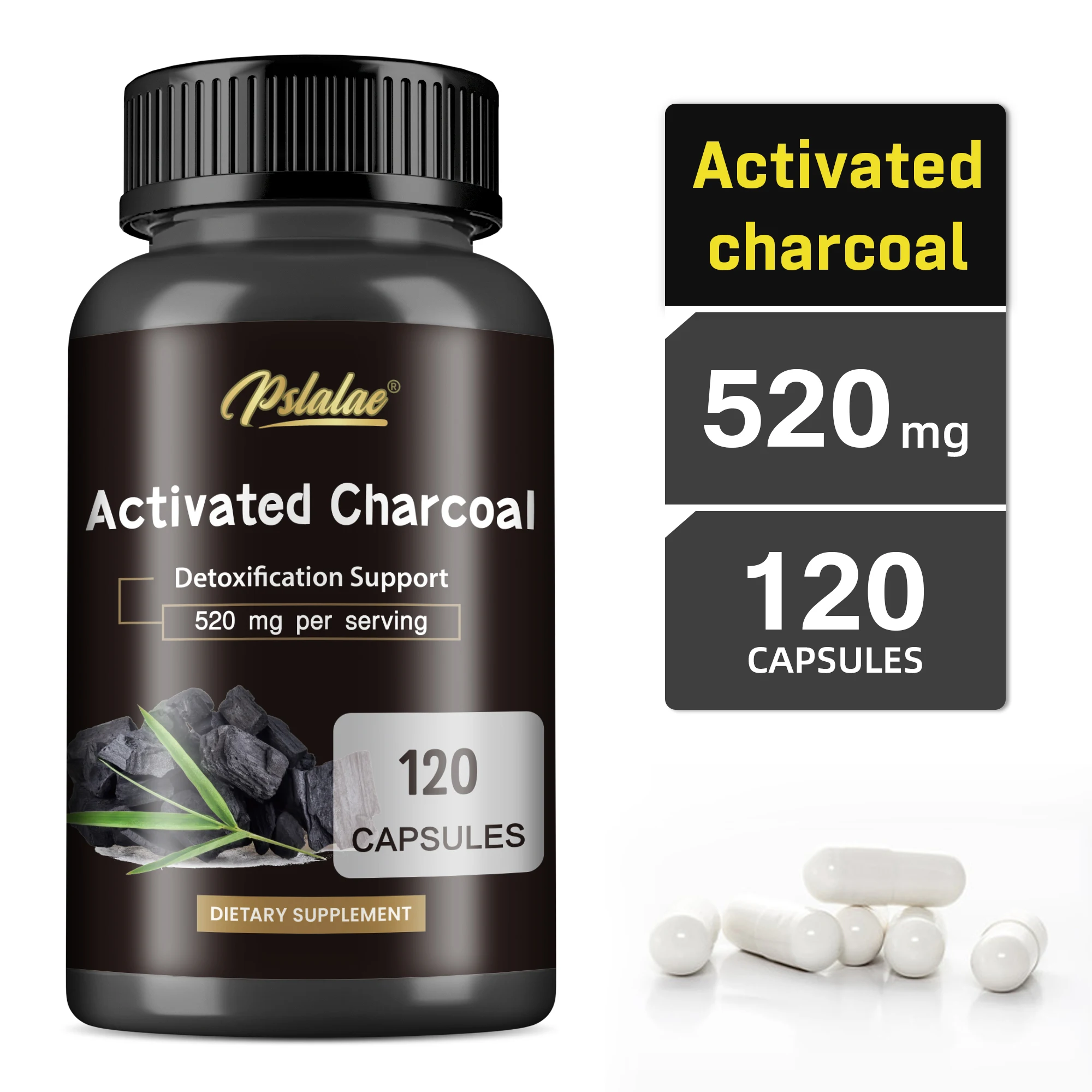 

Activated Charcoal Capsules - Bowel Cleansing, Reduce Gas and Bloating, Promote Metabolism, Maintains Bowel Regularity