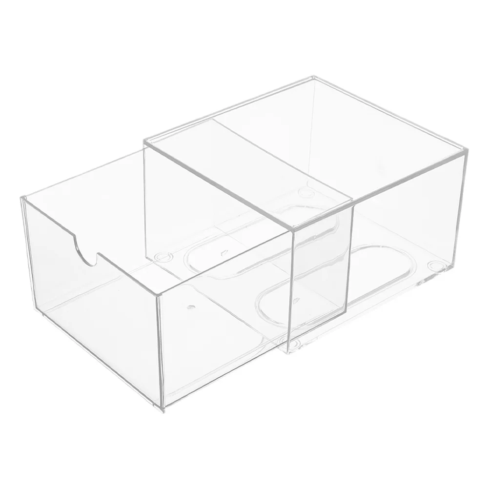 

Clear Stackable Acrylic Makeup Organizer Transparent Storage Drawer Box Facial Tissue Holder Vanity Bathroom Countertop