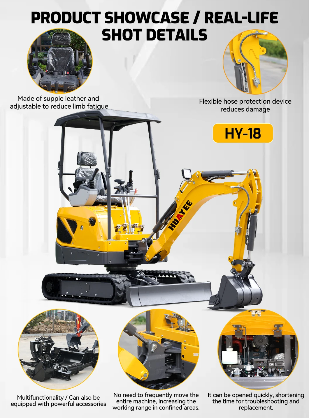 Günstiger Mini-Bagger 1,8 Tonnen Multifunktionaler Kleiner Bagger Mini-Escavatore 2 Tonnen Händlergesucht Tragbarer Mini-Bagger – Detail 2