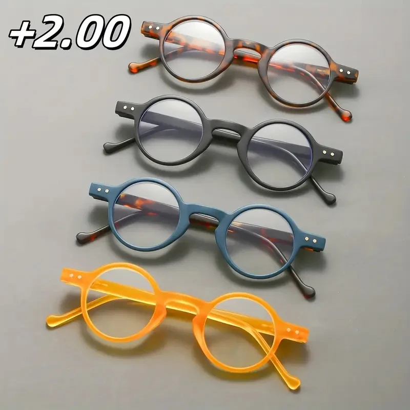 4-حزمة نمط جديد للجنسين إطار دائري صغير ريترو فريد خمر نظارات القراءة، مناسبة للقراءة #3