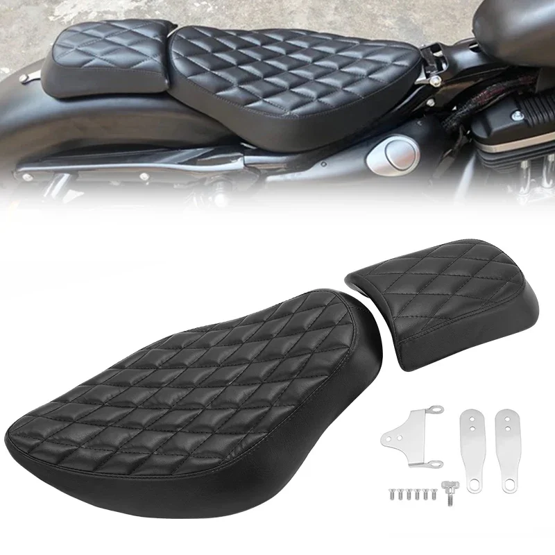 

For Harley Sportster XL 48 883 1200 2004-2020 Motorcycle Front Driver Rear Passenger Seat Pillion Cushion Black Accessories