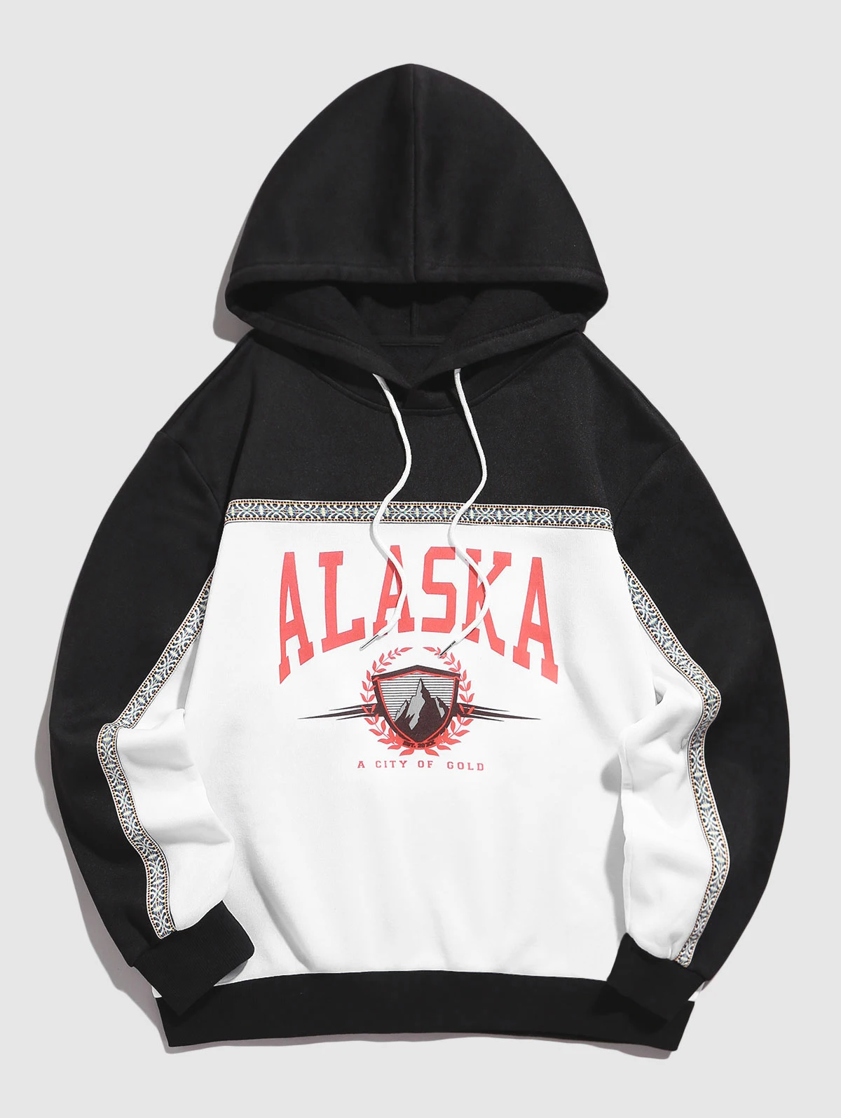 

ZAFUL Badge ALASKA Graphic Jacquard Thermal Fleece Lined Hoodie