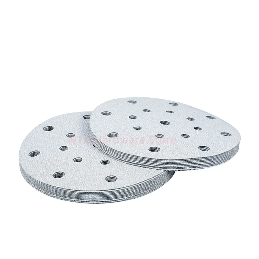 

50PCS 6 Inch 17 Hole White Round Sanding Discs 60-800 Grits Random Orbit Sandpaper Hook & Loop Sanding Discs for Putty Polishing