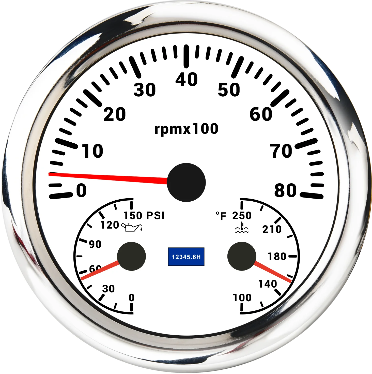 110mm Digital RPM Tachometer + Oil Pressure + Water Temp Gauge 3 in 1 Gauge 6000/8000 RPM Indicator For Marine Boat Car 12V 24V 6