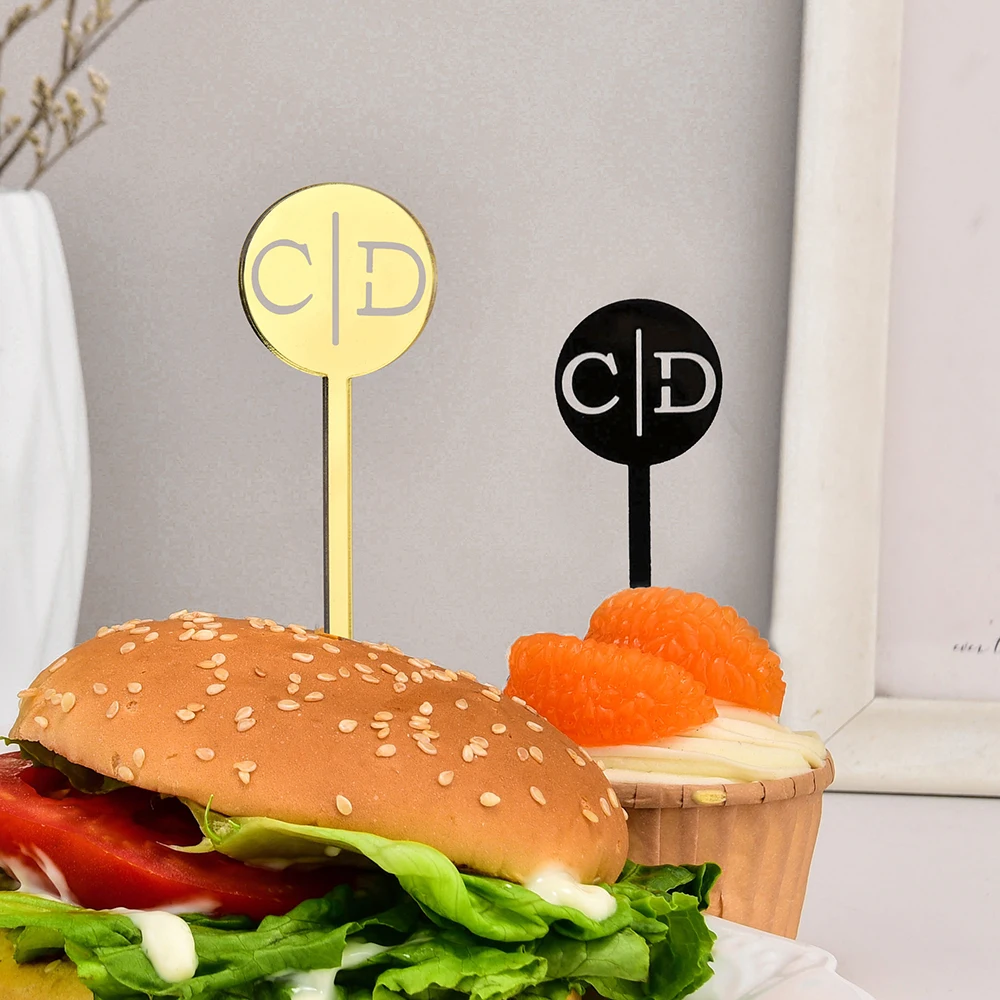 Personalized Cupcake Toppers Appetizer Skewers Charms Mini Cake Topper Cheese Markers  Appetizer Picks Food Pick Wedding Decor