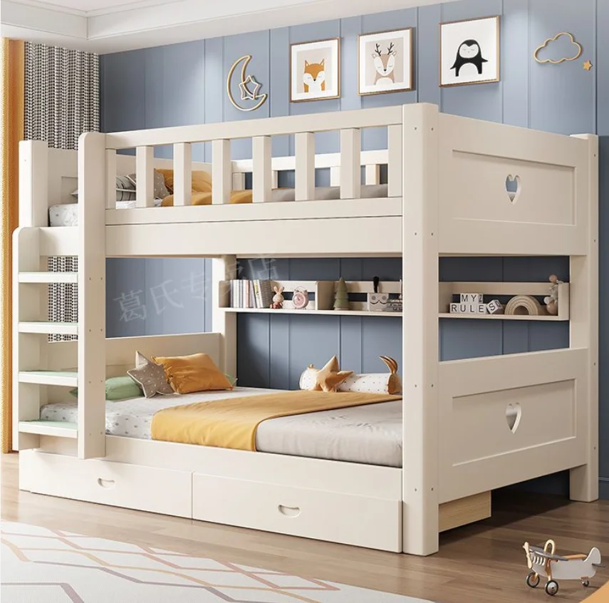 #Solid Wood Multifunctional Small Apartment With Two-story Mother Child Bed