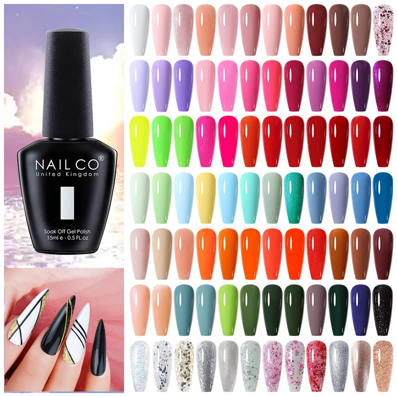 NAILCO 8 ชิ้น/เซ็ต 15ML เจล DIY เล็บสีชมพูสดใสกึ่งถาวร Soak Off UV LED เจลเคลือบเงาเล็บออกแบบเล็บชุด