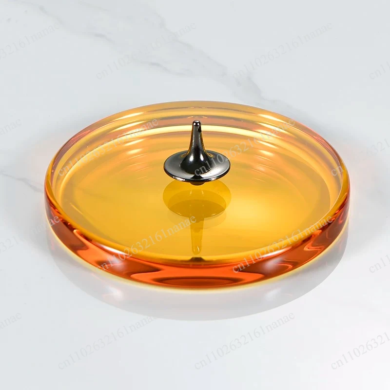 Crystal rotating top tray, smooth tray, double-sided concave, hand-twisted rotating top display stand with K9 base