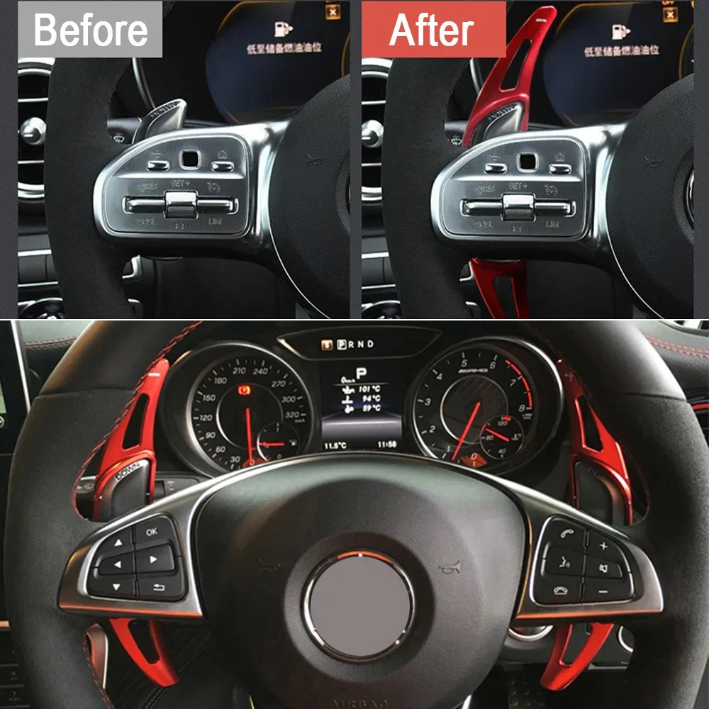 Voor Mercedes Benz AMG A45 C63 CLA45 GLE GLA CLS GLS W205 W213 EQC Auto Stuurwiel Paddle Shift Extension Shifter DSG Stickers
