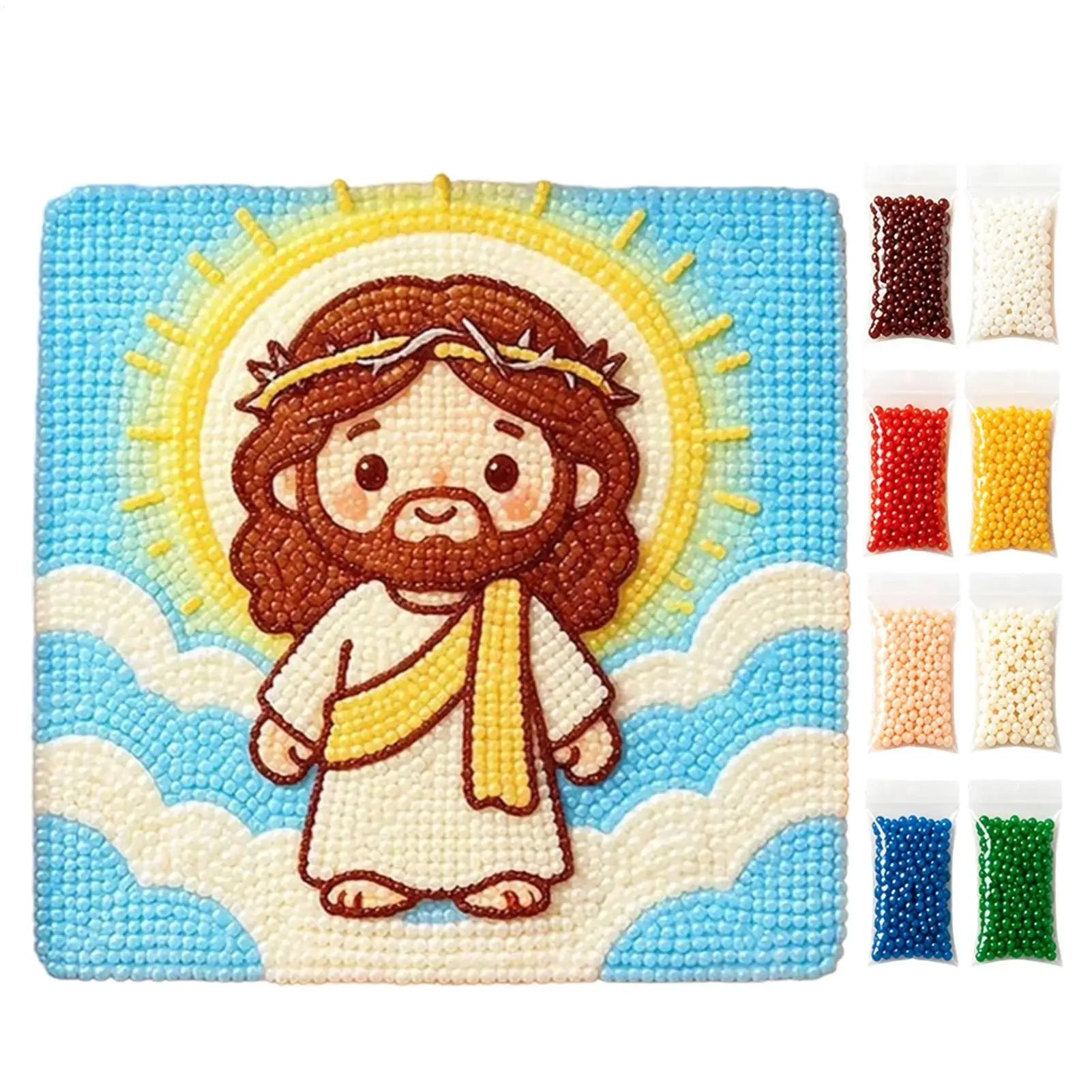 

Rhinestone Painting Kit Cute Shiny Jesus Strong Adhesion 5D Rhinestone Gem Painting Kit For Meditation Relaxation Family