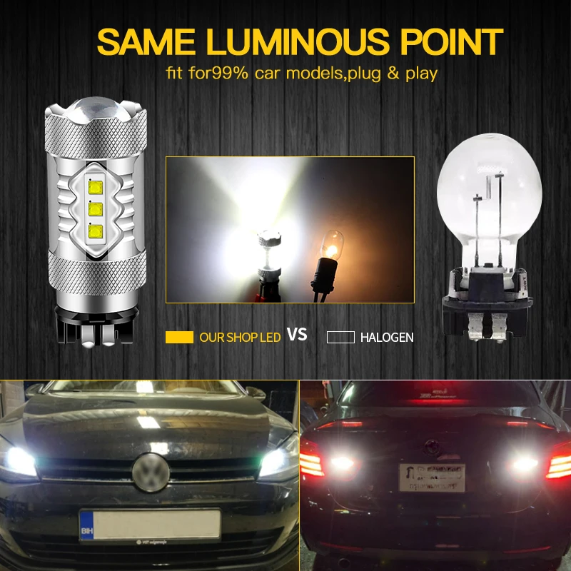 2X Xenon White PWY24W PW24W LED Bulbs For Audi A3 A4 A5 VW MK7 Golf CC Ford Fusion Front Turn Signal Light, BMW F30 3 Series DRL - view 3
