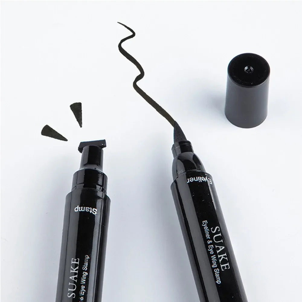 Black Eyeliner Double-ended Quick-drying Triangle Star Seal Eyeliner Pen Waterproof Lasting Non-smudge Liquid Eye Liner Pencil