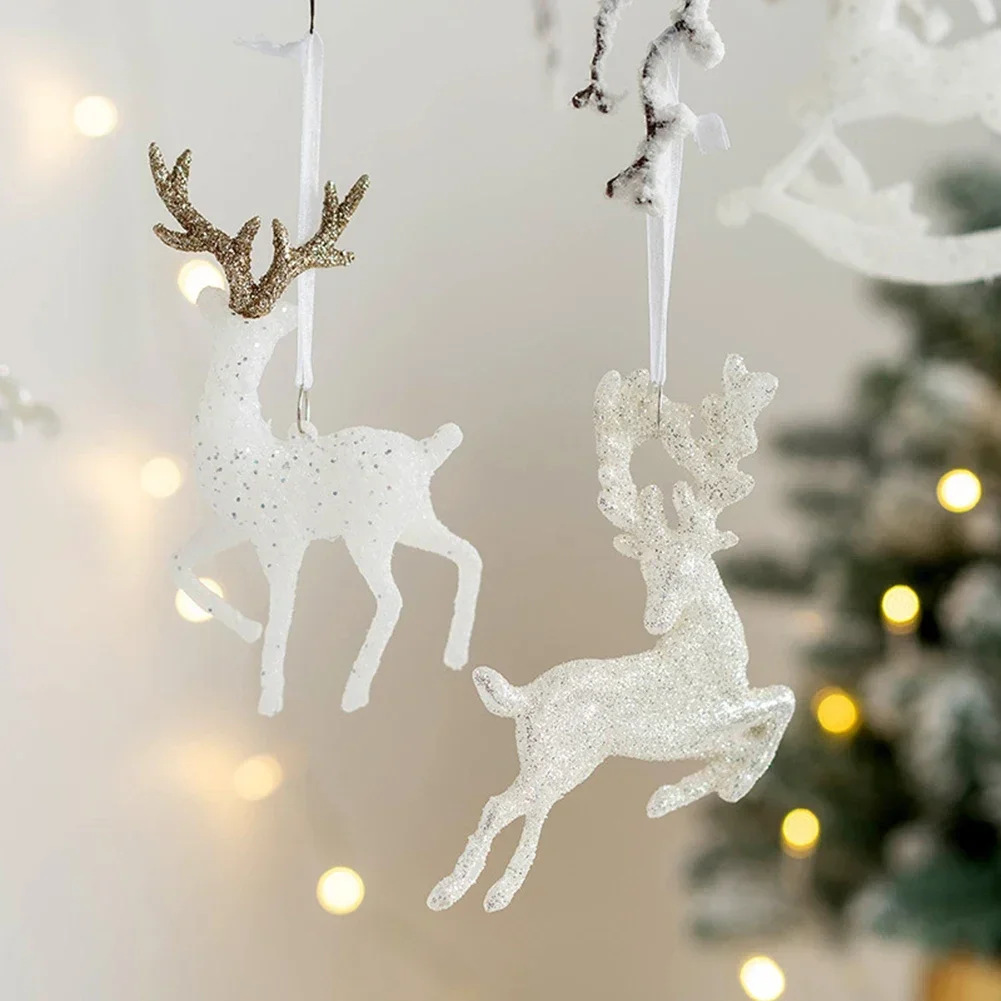 Christmas Elk Pendant  Glitter Bell Hanging Ornament  Increase Festive Atmosphere  Perfect for Christmas Tree  Stairs  Door