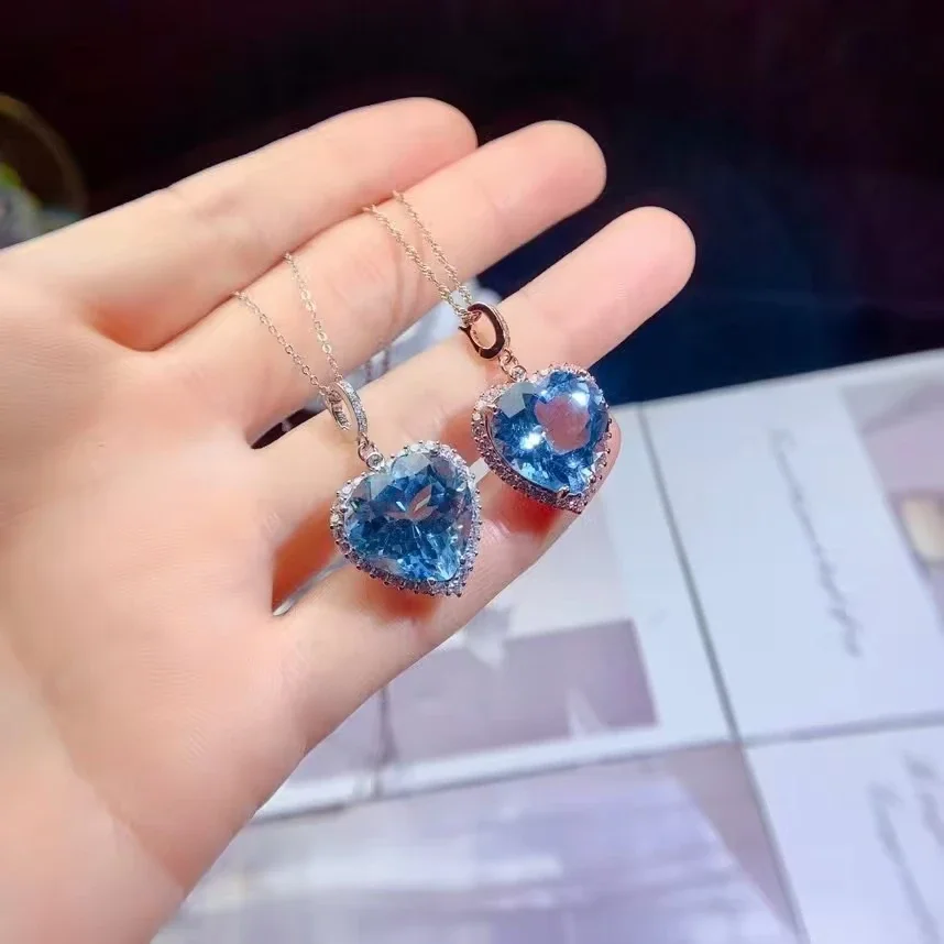 

Natural Topaz Pendant 13mm for Party Heart Cut VVS Grade Topaz Necklace Pendant Solid Silver Topaz Jewelry Gift for Women