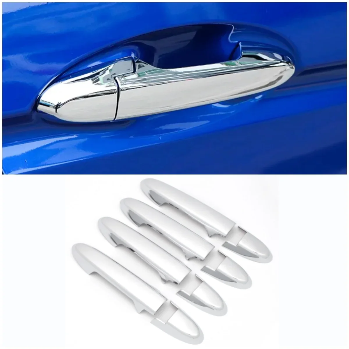 

Outer ABS Door Handle Lid Side Protect Frame Cover Trim For 2014-2019 Honda Fit Jazz GK5 4-Door 8pcs Chrome