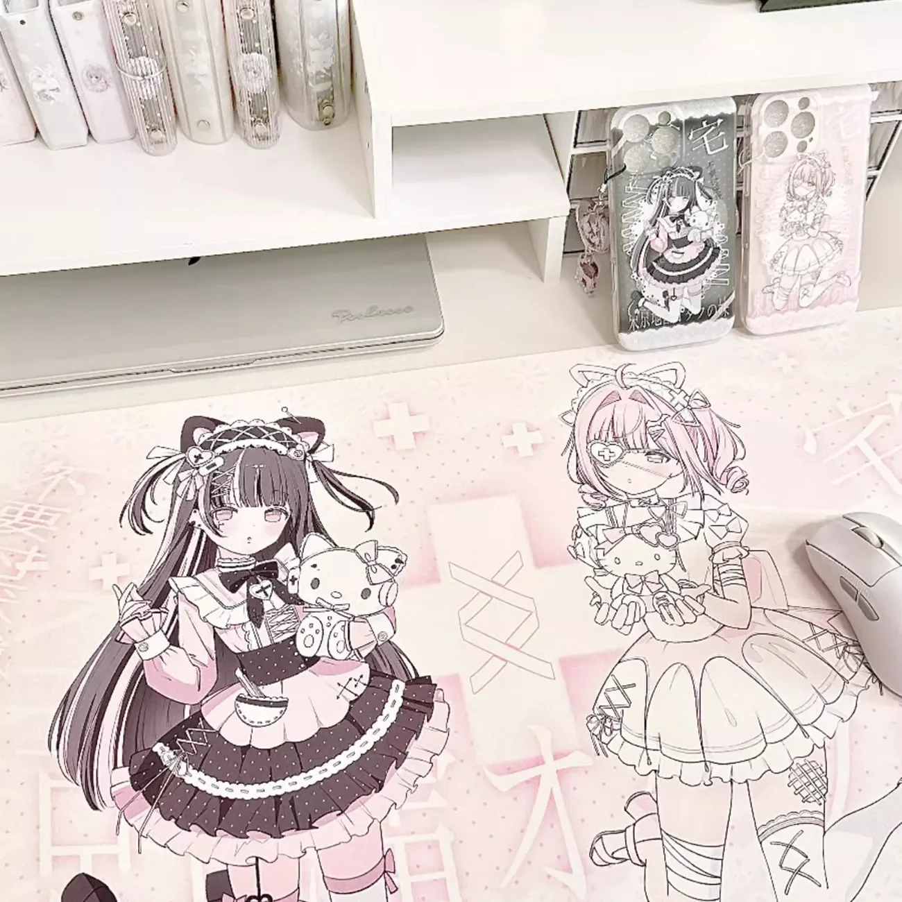 الوردي Kawaii أنيمي Ins بو الجلود حصيرة مكتب |   لوحة ماوس XXL لطيفة مقاومة للماء وغير قابلة للانزلاق، ديكور طاولة جمالي أصلي للفتيات