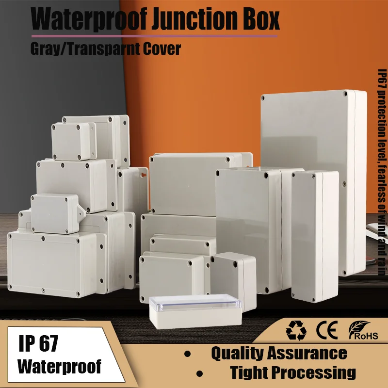 Scatola di giunzione impermeabile tipo F Custodia in plastica ABS Copertura grigia/trasparente IIP67 Monitor sicuro per pulsante di accensione elettronico esterno