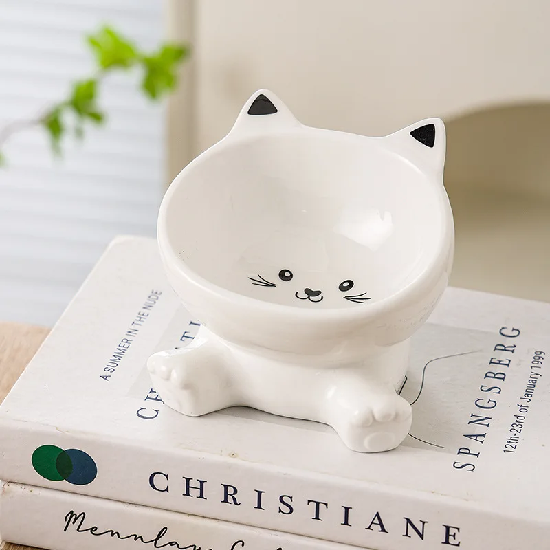 Oblique Mouth Cat And Dog Bowl Ceramic feeding & watering supplies Anti Overturning High And Short Feet And Neck Protection