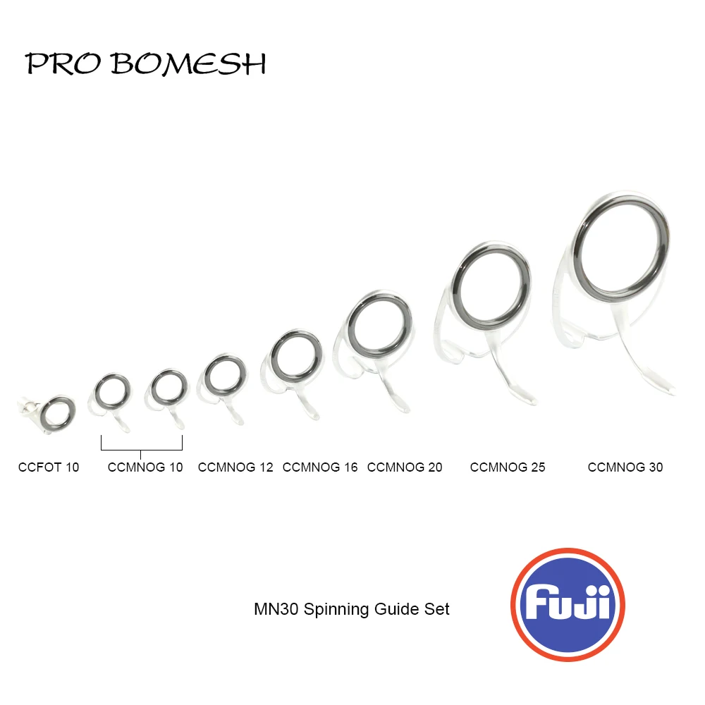 

PROBOMESH FUJI Guide and Top 8pcs Set CCMNOG Guide Spinning Casting Guide Set Rod Building component Repair fishing pole DIY