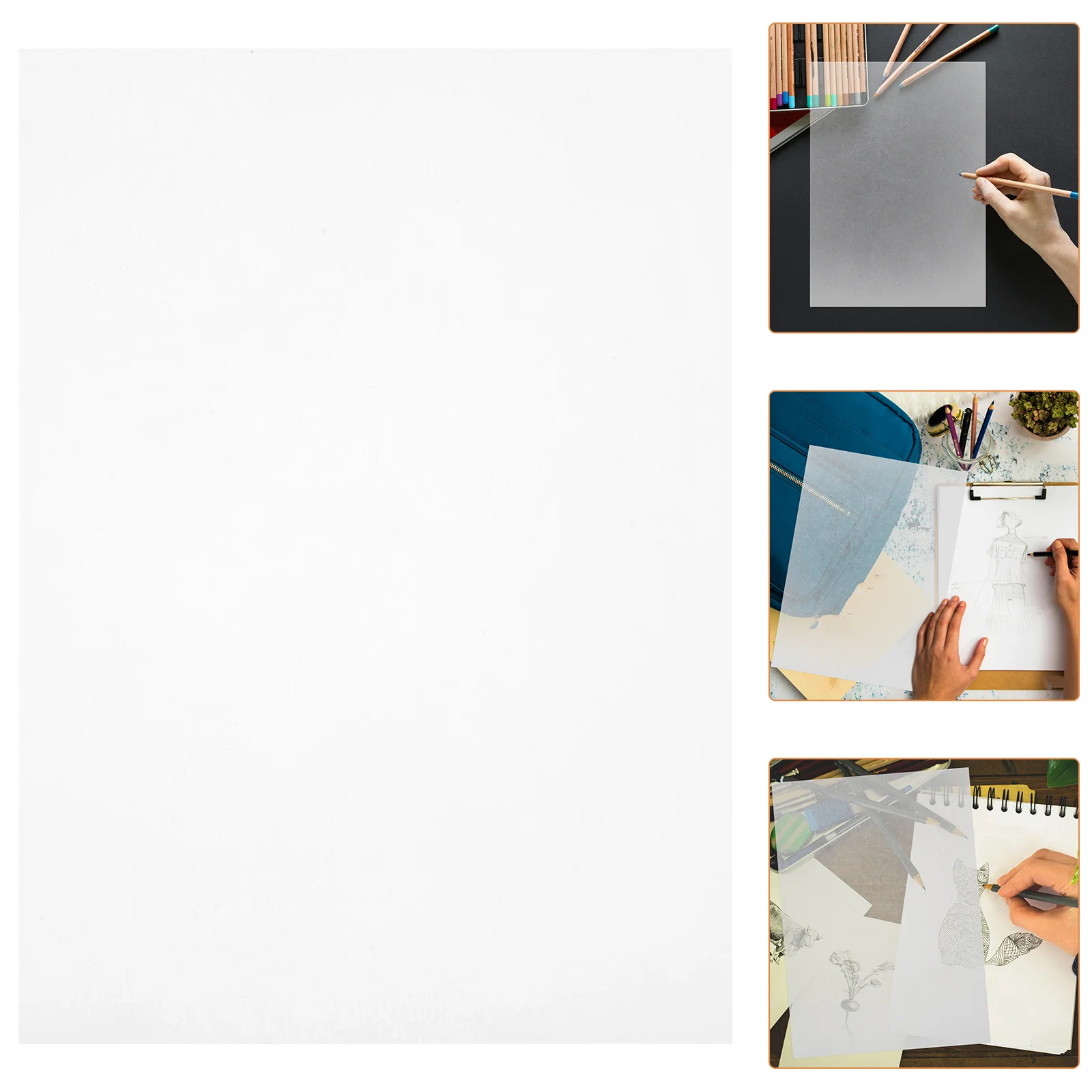 100 Pcs White Tracing Paper Vellum Sheets Drawing Comics Animation Printable Tissue Calligraphy Graphite Translucent Art