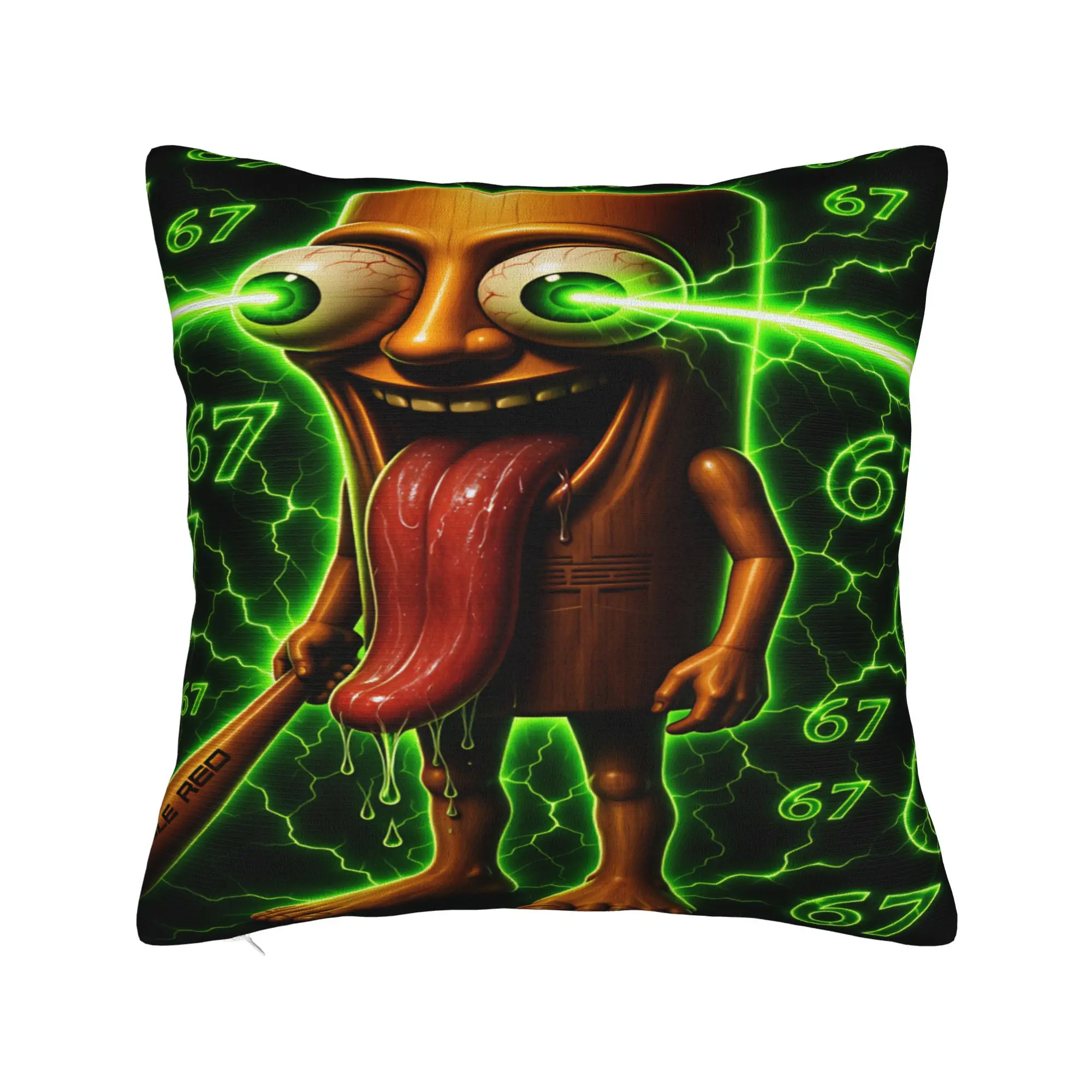 Pillow Case Tung Wooden Glowing Green Laser Eyes Lightning Number Comfy  Pillow Cover For Sofa Home Decor Morden Pillowcases