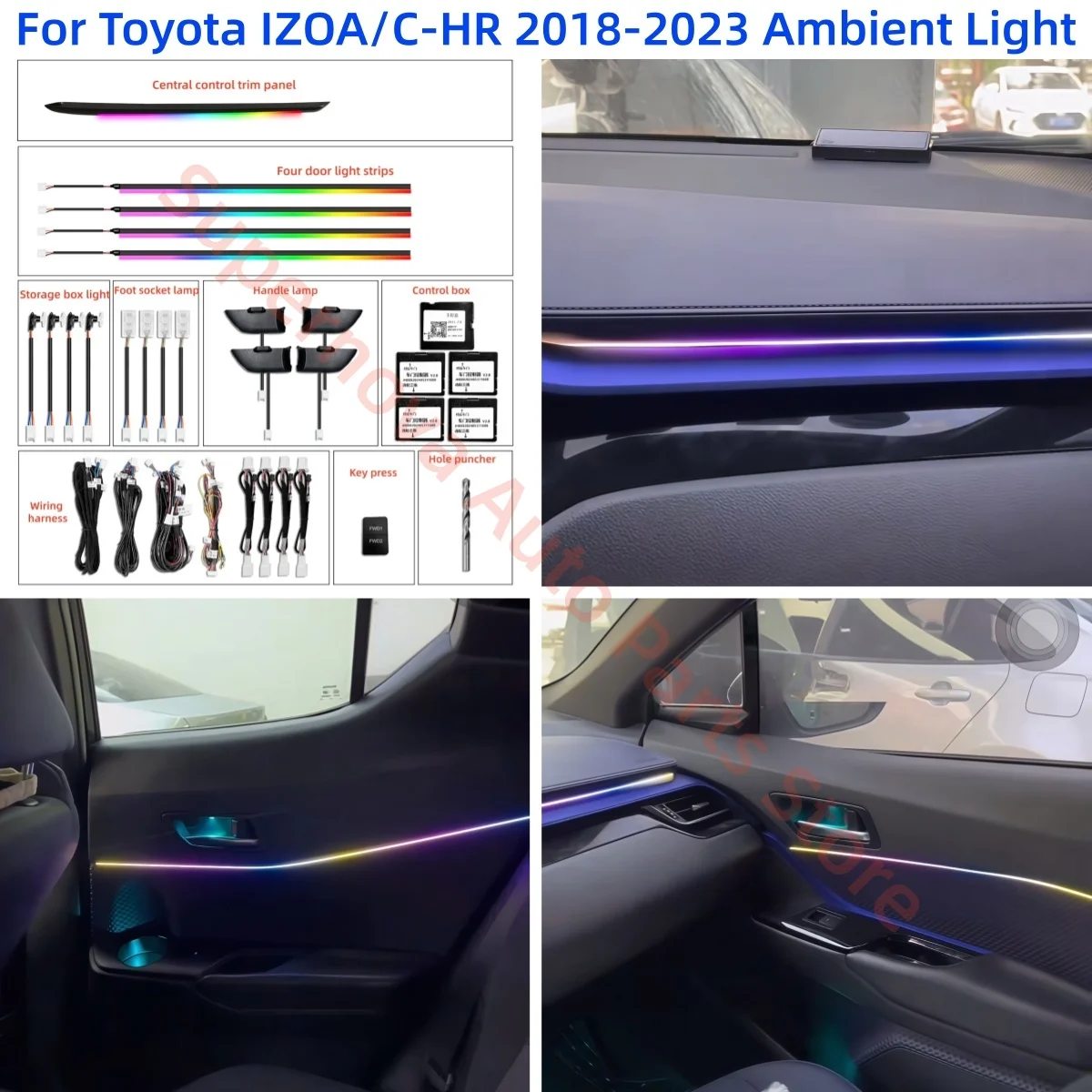 Fit for Toyota IZOA C-HR CHR 2018+  LED Atmosphere lamp automotive interior lighting upgrade Car accessories Decorative strip