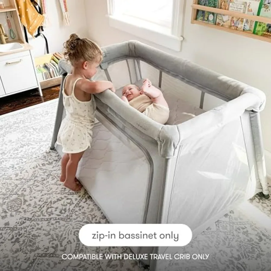 Bassinet Attachment for Deluxe Travel Crib & Playard | Includes Mattress & Sheet, Ultra-Breathable & Washable, Does NOT Include