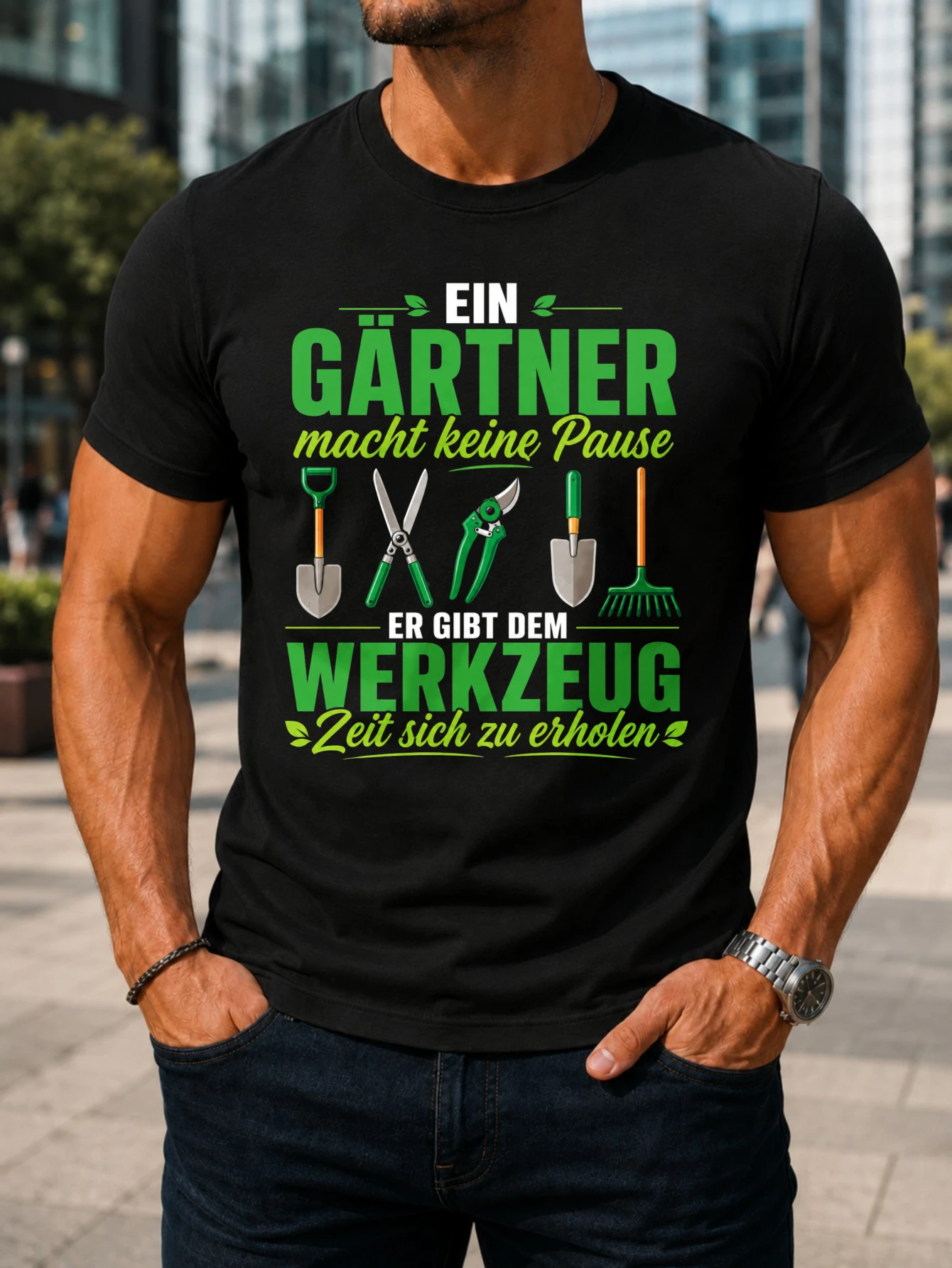 Gardening Tools German - T-shirt Unisex con Icone di Attrezzi