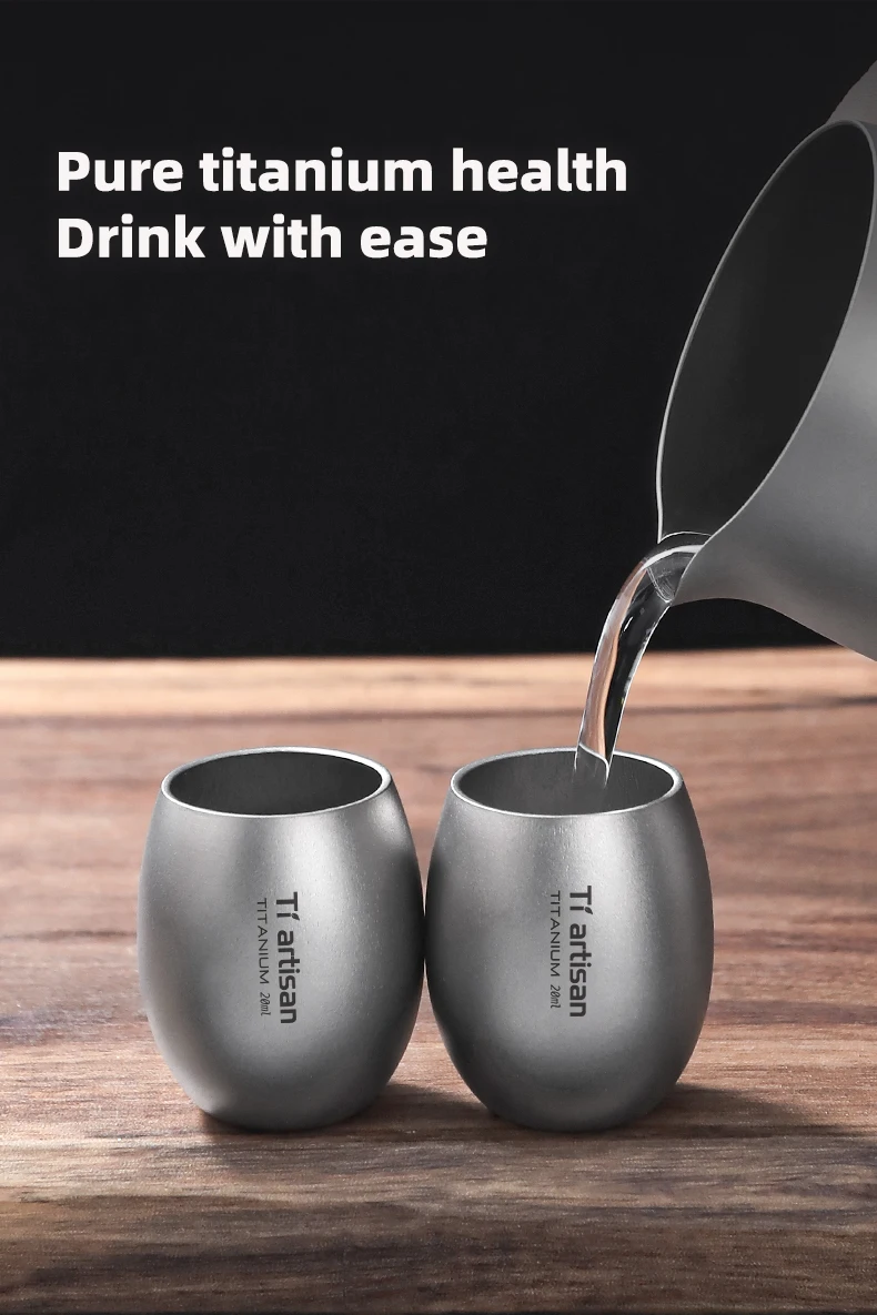 Tiartisan 20ml Titan Mini-Sake-Becher Ultraleichter Runder Weißwein-Becher für Outdoor-Camping Picknicks Taschen-Teebecher Trinkgefäß – Detail 3