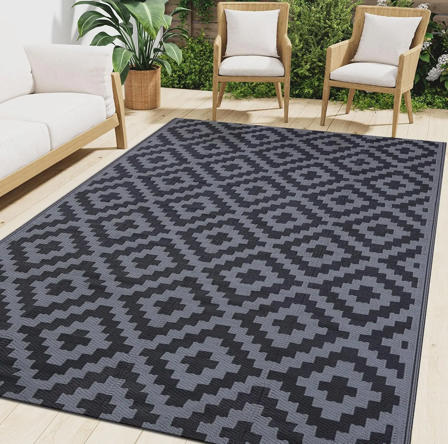 

Waterproof Outdoor Rug 5x8ft, Reversible Plastic Straw Patio Camping Rugs, Outdoor Indoor RV Mat Carpet for Patio, Outside En
